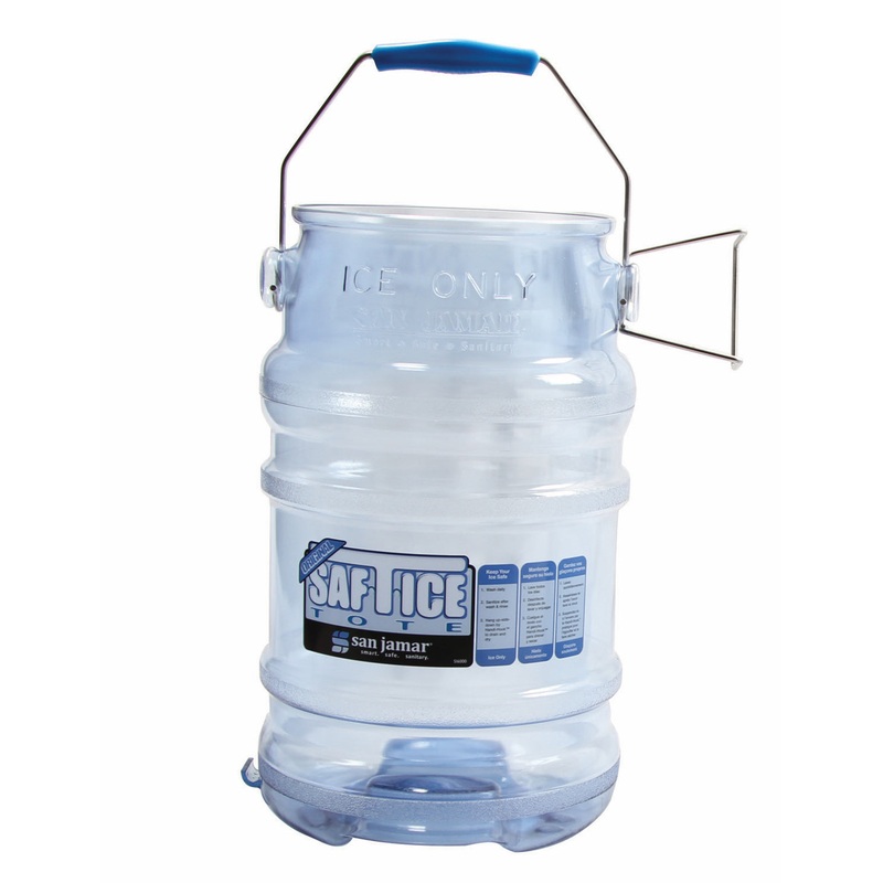 San Jamar SI6000 Saf-T-Ice Original Polycarbonate Ice Tote Ice 6 Gal. - Clear Blue