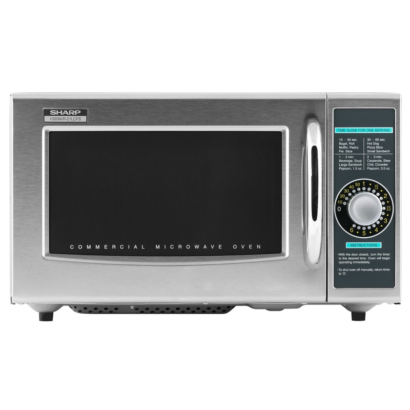 Sharp R-21LCF Stainless Steel Medium Duty Commercial Microwave Oven with Dial Control 20-1/2" - 1.0 cu. ft. - 120v