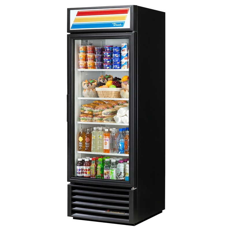 True GDM-23-HC~TSL01 Black 1 Glass Swing Door Refrigerated Merchandiser 27" - 23 Cu. Ft.- 115v