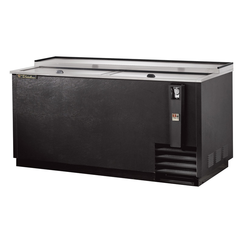 True TD-65-24-HC Black 2 Solid Slide Lid Deep Well Horizontal Bottle Cooler 65" - 115v