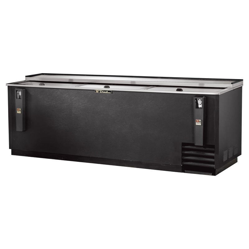 True TD-95-38-HC Black 3 Solid Slide Lid Deep Well Horizontal Bottle Cooler 95" - 115v