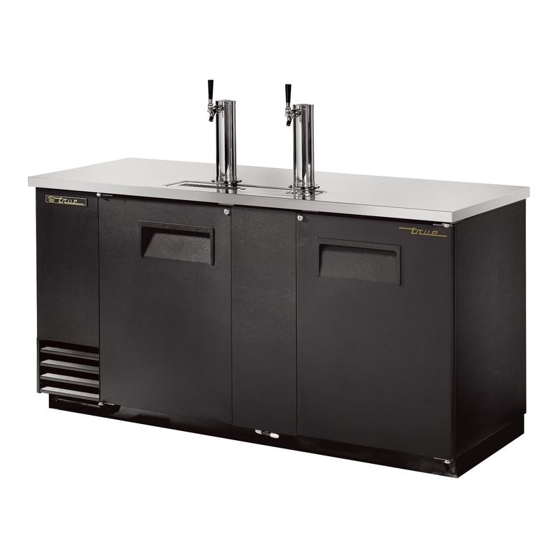 True TDD-3-HC 2 Solid Swing Door Refrigerated Direct Draw Beer Dispenser with 2 Taps - Holds 3 Half Barrels 69" - 115v