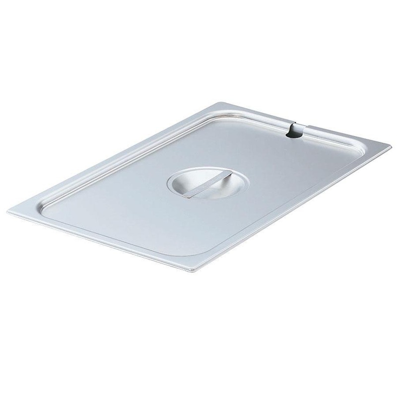 Vollrath 75229 Stainless Steel Steam Table Flat Slotted Food Pan Cover - 1/2 Size