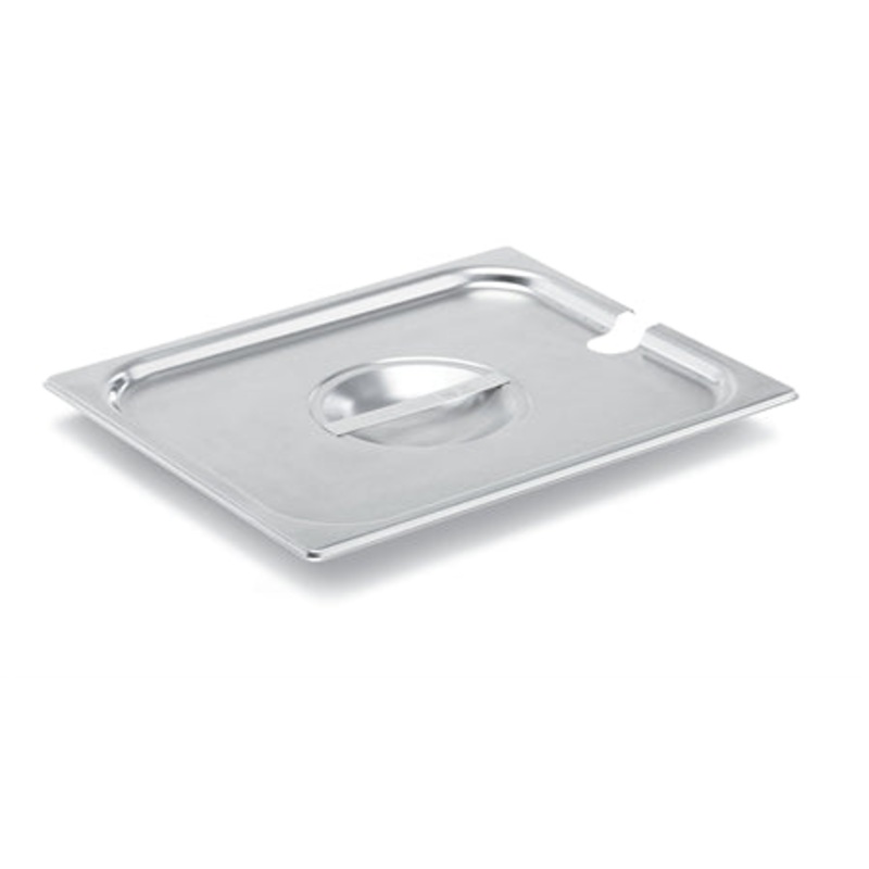 Vollrath 75249 Stainless Steel Steam Table Flat Slotted Food Pan Cover - 1/4 Size