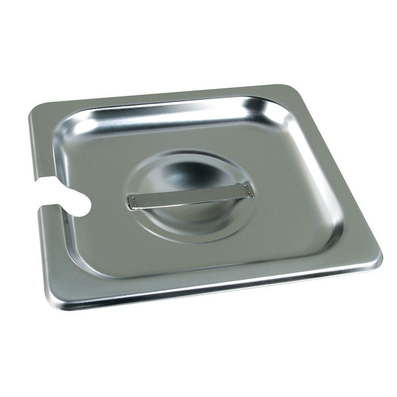 Vollrath 75269 Stainless Steel Steam Table Flat Slotted Food Pan Cover - 1/6 Size