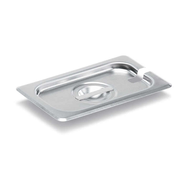 Vollrath 75460 Super Pan V Stainless Steel Steam Table Flat Slotted Food Pan Cover - 1/9 Size