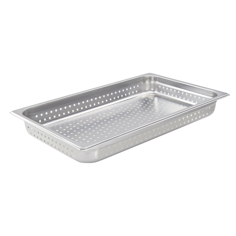 Winco SPJH-102PF Heavy-Weight 22 ga. Stainless Steel Anti-Jam Perforated Steam Table Food Pan 2-1/2" Deep - Full Size