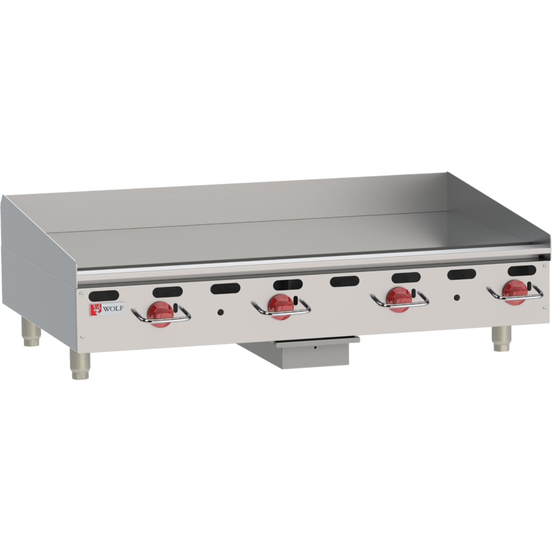 Wolf AGM48-101 - Countertop Heavy Duty Gas Griddle w/ 4 Manual Controls 48" NG - 108,000 BTU