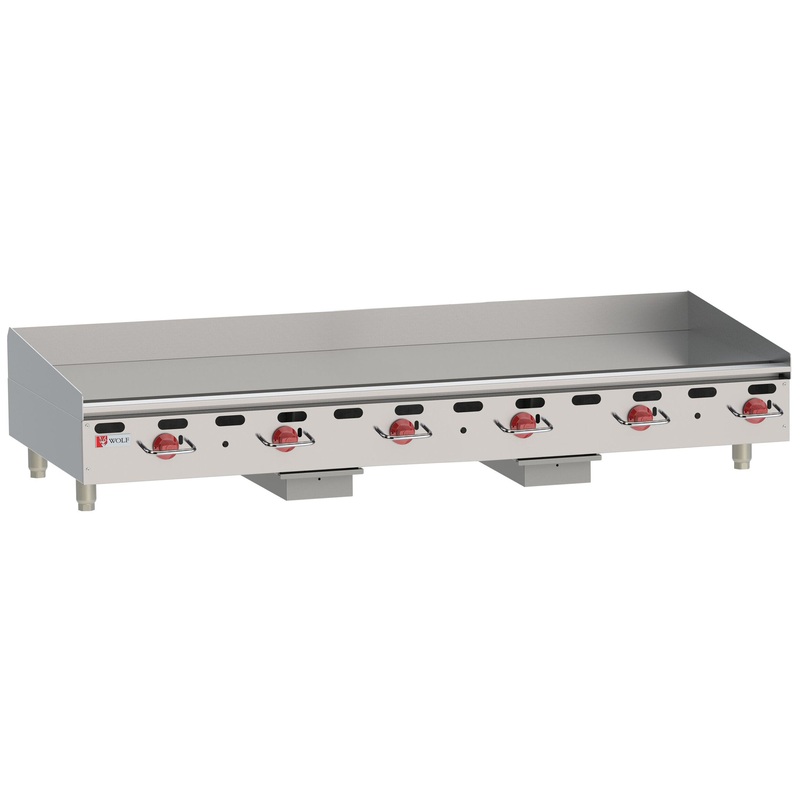 Wolf AGM72-101 Countertop Heavy Duty Gas Griddle w/ 6 Manual Controls 72" NG - 162,000 BTU