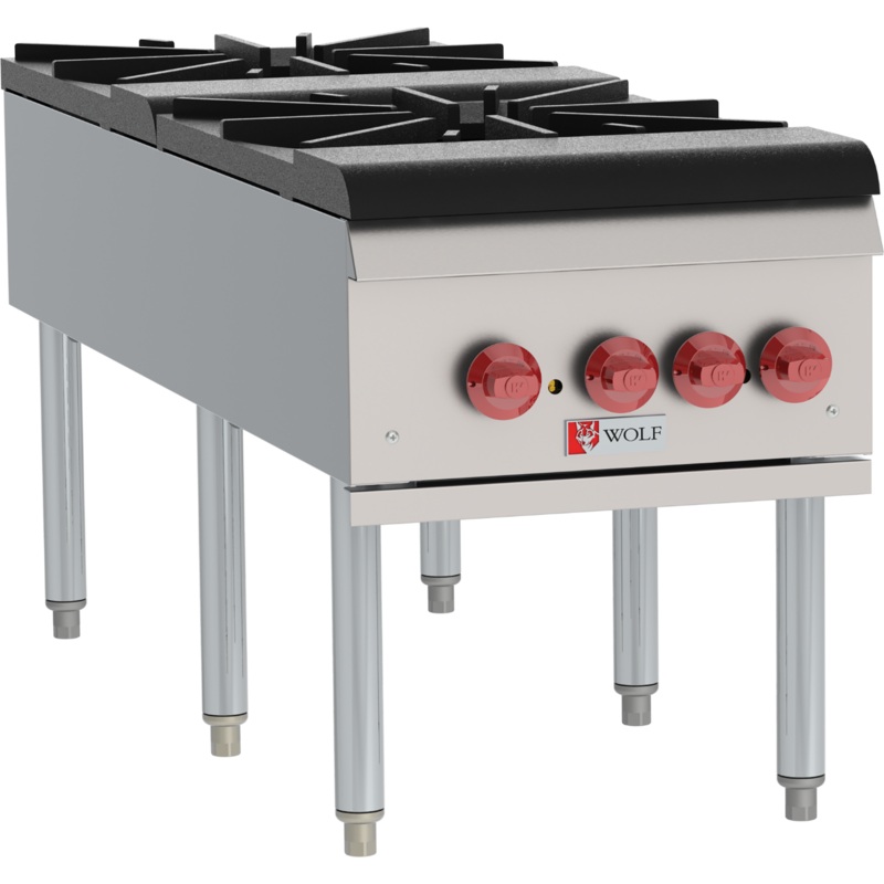 Wolf WSPR2FN-1 - Natural Gas Stock Pot Range w/ 2 Burners 18" - 220,000 BTU