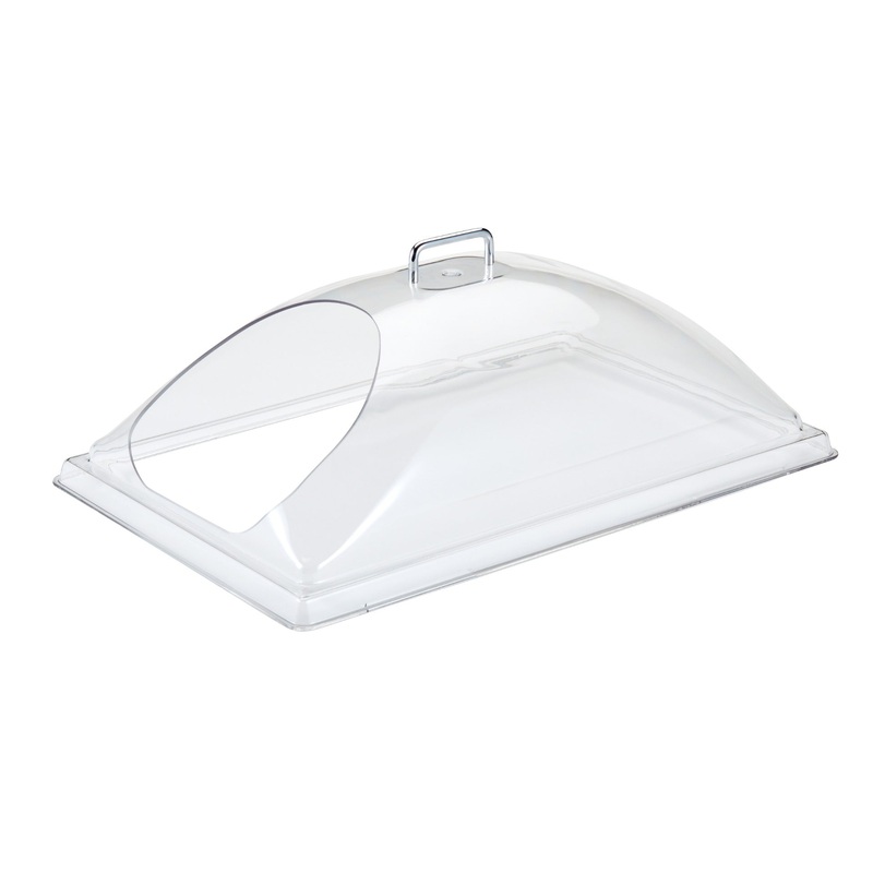 Cambro DD1220ECW135 Dome Display Tray Cover with One End Cut - Fits 12" x 20" - Clear