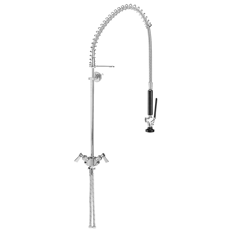 Fisher 2110-WB Deck Mount Pre-Rinse Faucet w/ Flexible Gooseneck Nozzle & Wall Bracket - Single Inlet