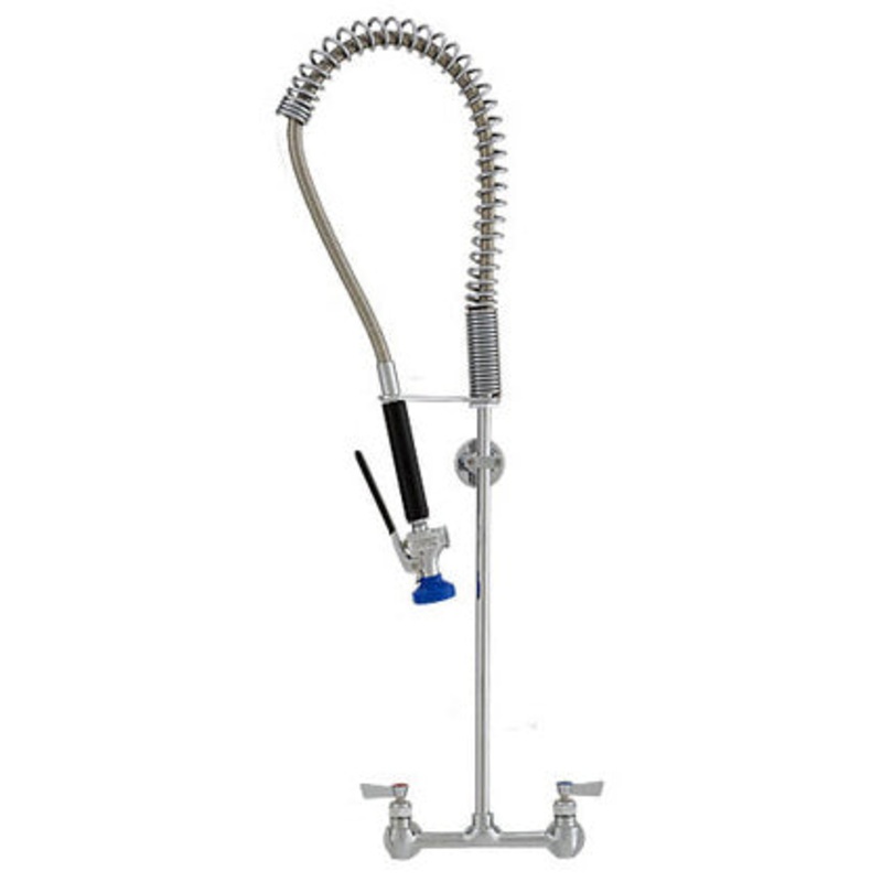 Fisher 64793 Splash Mount Pre-Rinse Faucet w/ Flexible Gooseneck Nozzle & Wall Bracket - 8" Centers