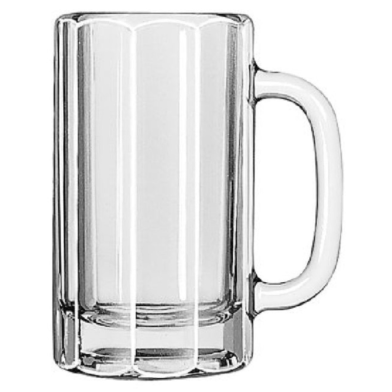 Libbey 5020 Paneled Glass Beer Mug 16 oz. - Clear - 12/Case