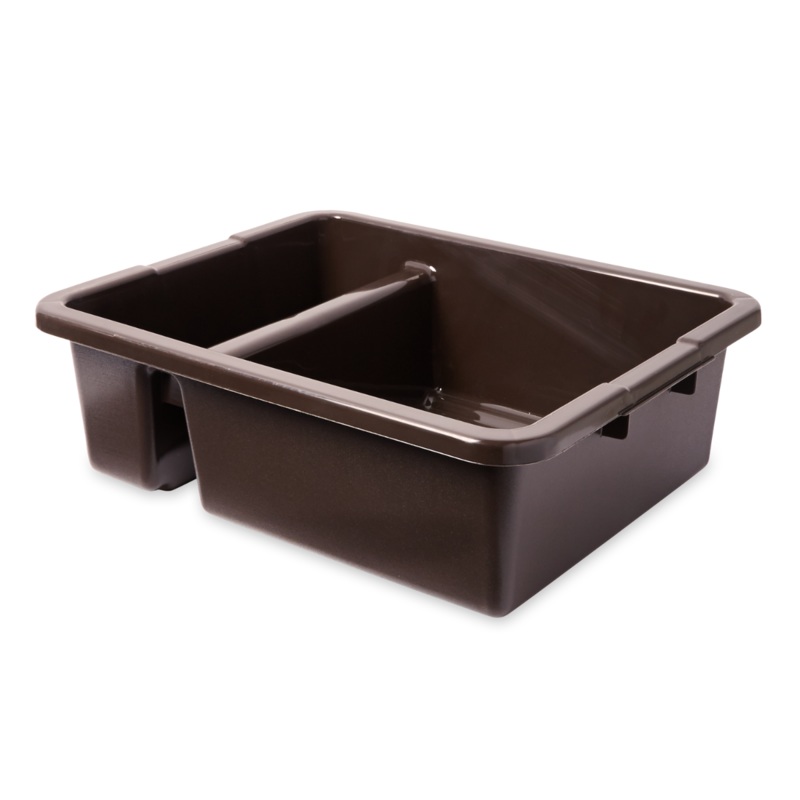 Rubbermaid FG335000BRN Divided Bus / Utility Box 21" x 17" x 7" - Brown