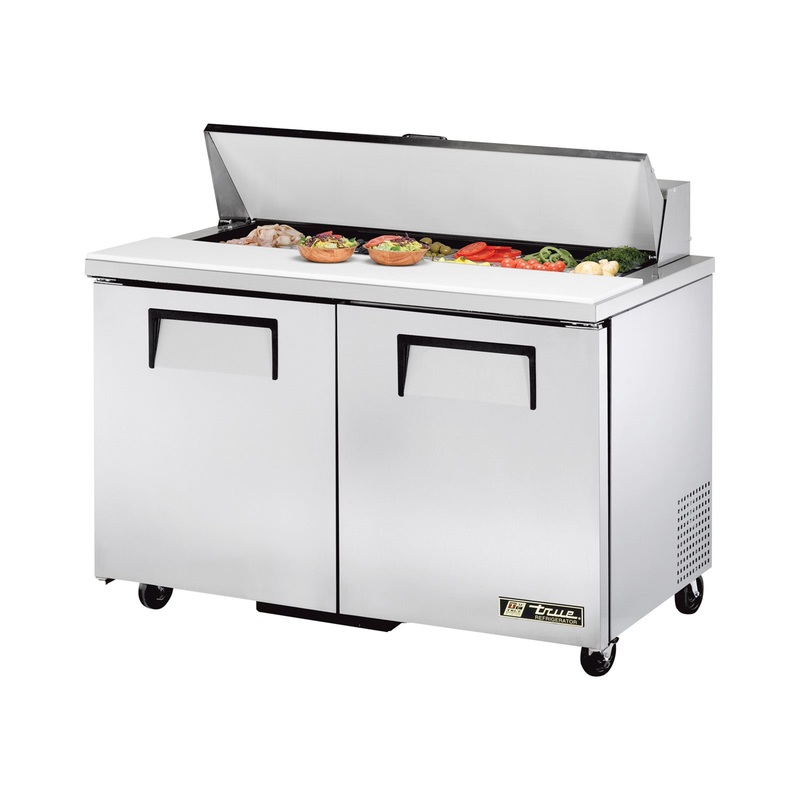 True TSSU-48-12-HC 2-Section 2 Door Refrigerated Salad/Sandwich Prep Table 48" - Holds (12) 1/6 Size Pans - 115v