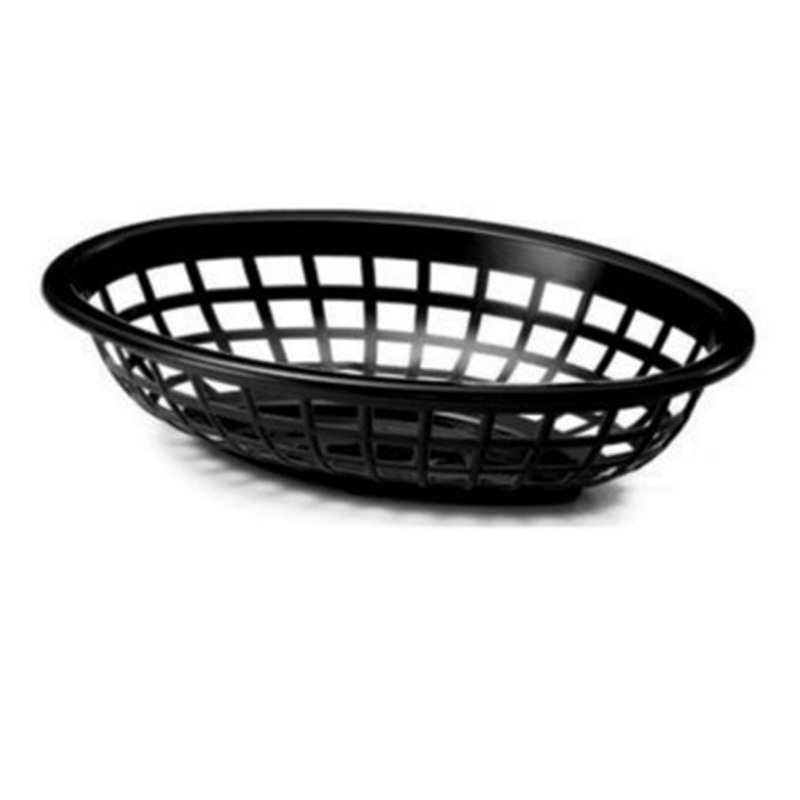 Bar Maid CR-654BLK Fast Food Plastic Oval Basket 9-1/2" x 5" x 2" - Black - 12/Case