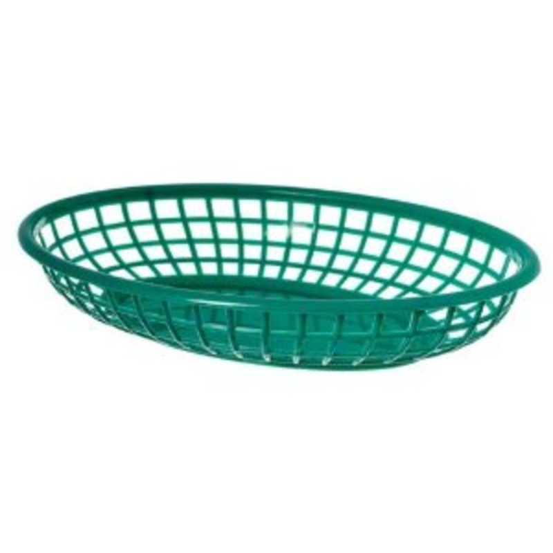 Bar Maid CR-654GR Fast Food Plastic Oval Basket 9-1/2" x 5" x 2" - Green - 12/Case