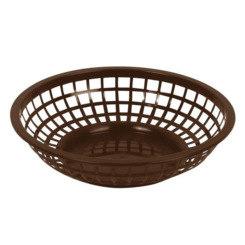 Bar Maid CR-655BR Fast Food Plastic Round Basket 9" x 2-3/8" - Brown - 12/Case