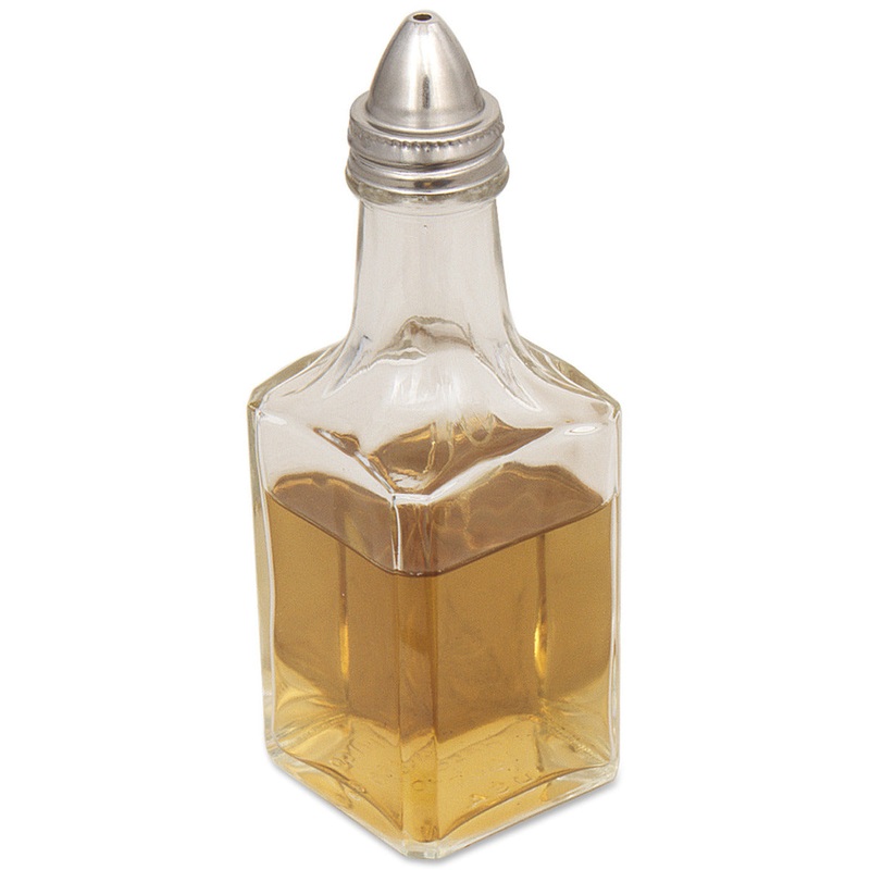 Browne 571600 Paneled Glass Oil & Vinegar Dispenser / Cruet with Stainless Steel Perforated Top 4 oz.