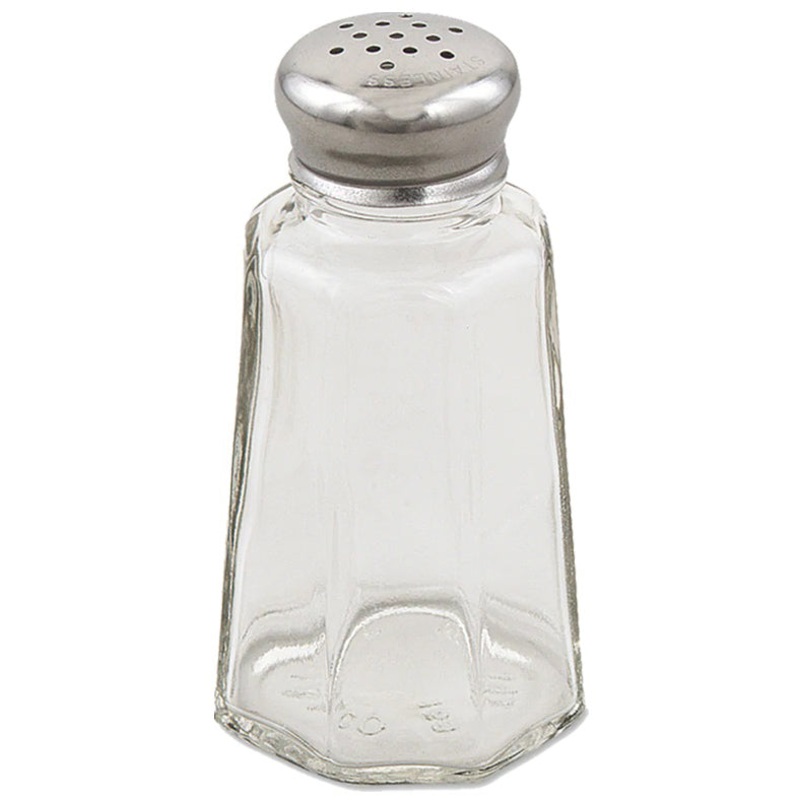 Browne 571912 Paneled Glass Salt & Pepper Shaker with SS Mushroom Top 1 oz. - 12/Case