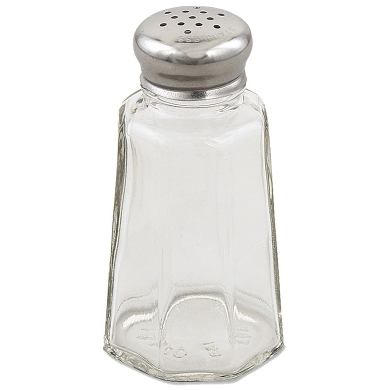 Browne 571930 Paneled Glass Salt & Pepper Shaker with SS Mushroom Top 2 oz.
