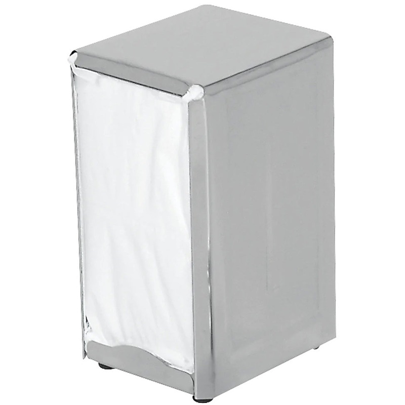 Browne 57221 Stainless Steel Standard Napkin Dispenser 4" x 4-1/2" x 7-1/2"H - 150 Capacity