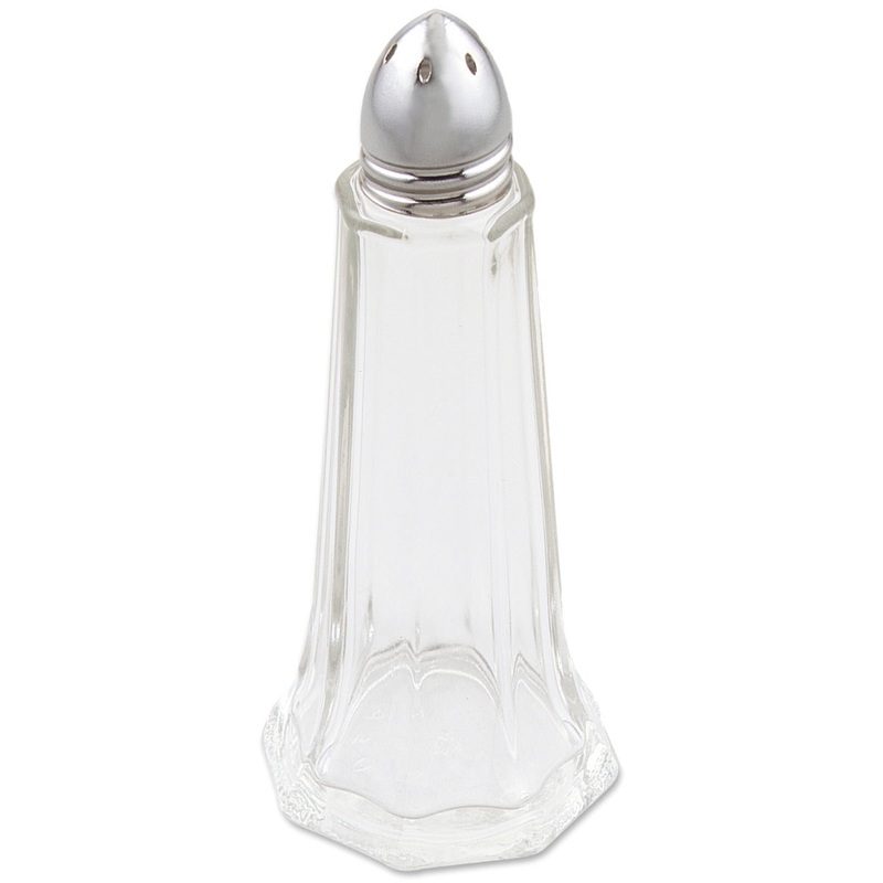 Browne 575182 Tower Glass Salt & Pepper Shaker with Chrome-Plated Bullet Top 1-1/2 oz.
