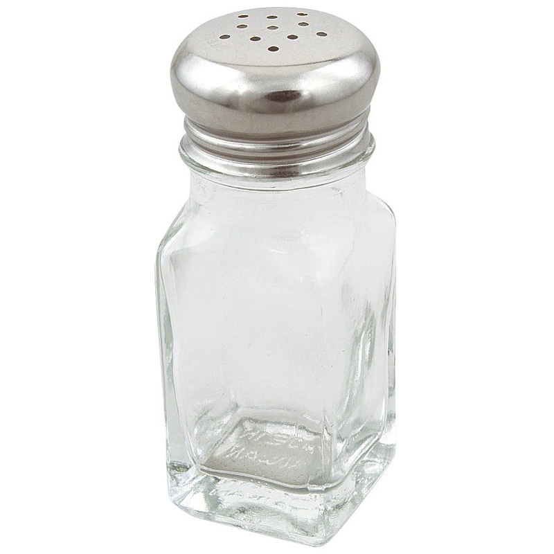 Browne 575183 Square Glass Salt & Pepper Shaker with SS Mushroom Top 2 oz.