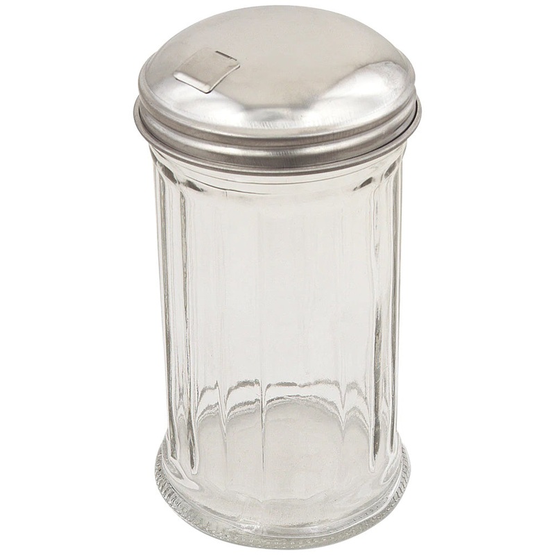 Browne 575187 Fluted Glass Sugar Pourer with SS Self-Closing Top 12 oz.