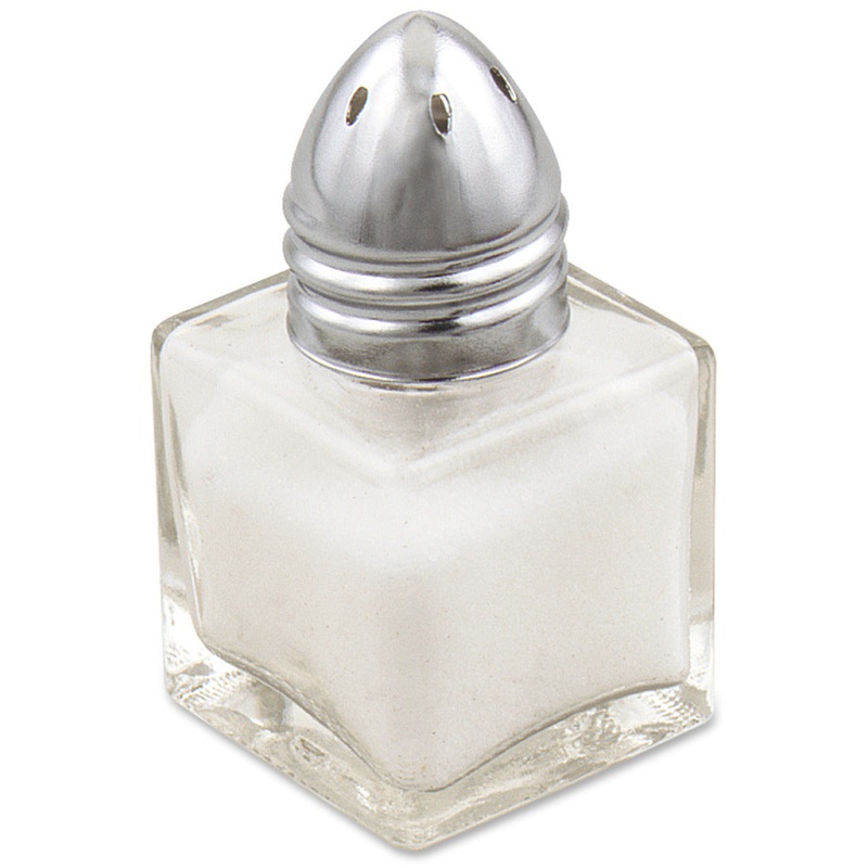 Browne 575191 Mini Square Glass Salt & Pepper Shaker with Chrome-Plated Bullet Top 1/2 oz.