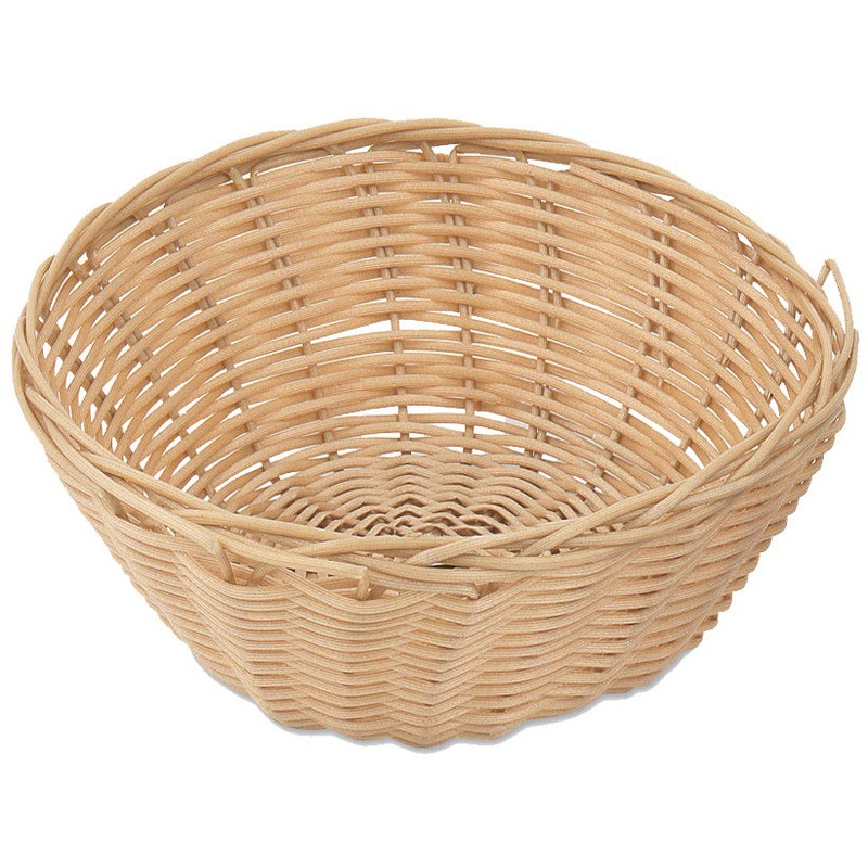 Browne 575444 Polypropylene Round Woven Bread Basket 8" x 2-1/4" - Tan - 12/Case