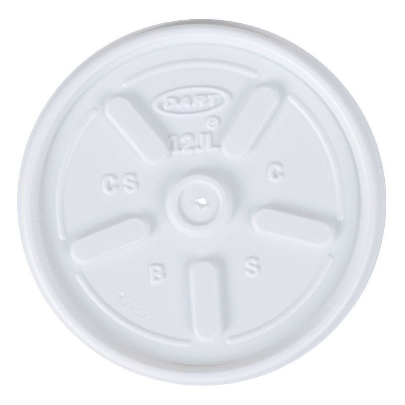 Dart Solo 12JL White Plastic Vented Lid for 12 oz. Foam Cups & Containers - 1000/Case