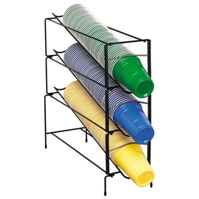 Dispense-Rite WR-CT-3 Countertop 3-Section Wire Rack Cup Dispenser - Black