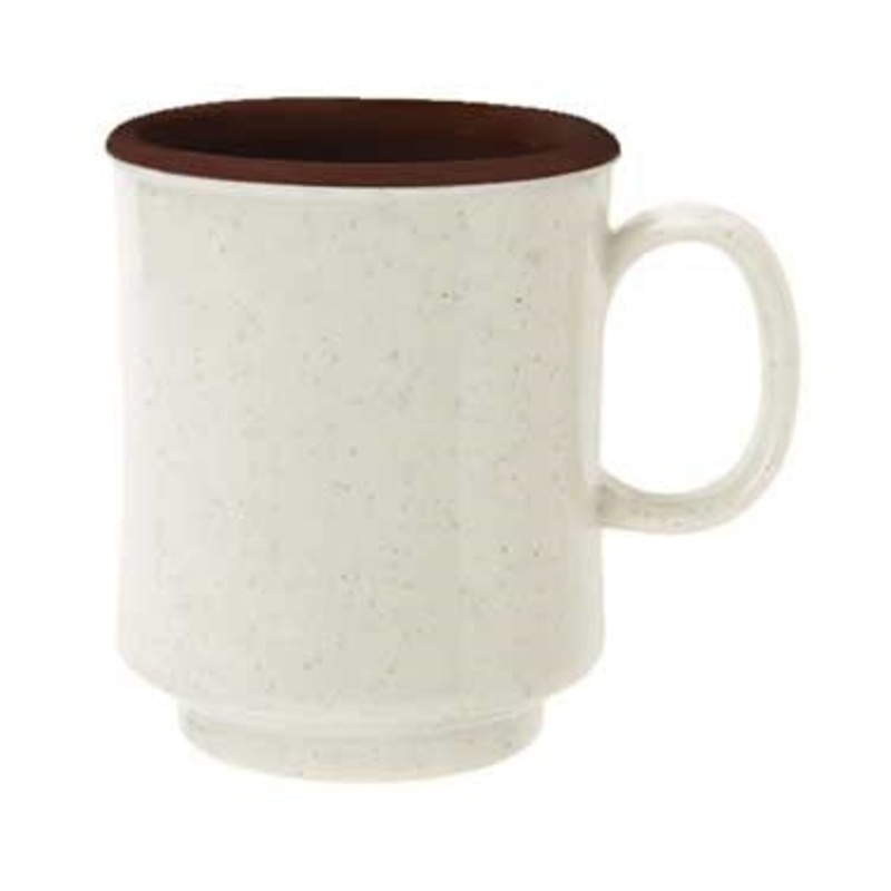 GET TM-1308-U Triton Plastic Ultraware Two-Tone Stacking Coffee Mug with Handle 8 oz. - Brown / Ivory - 24/Case