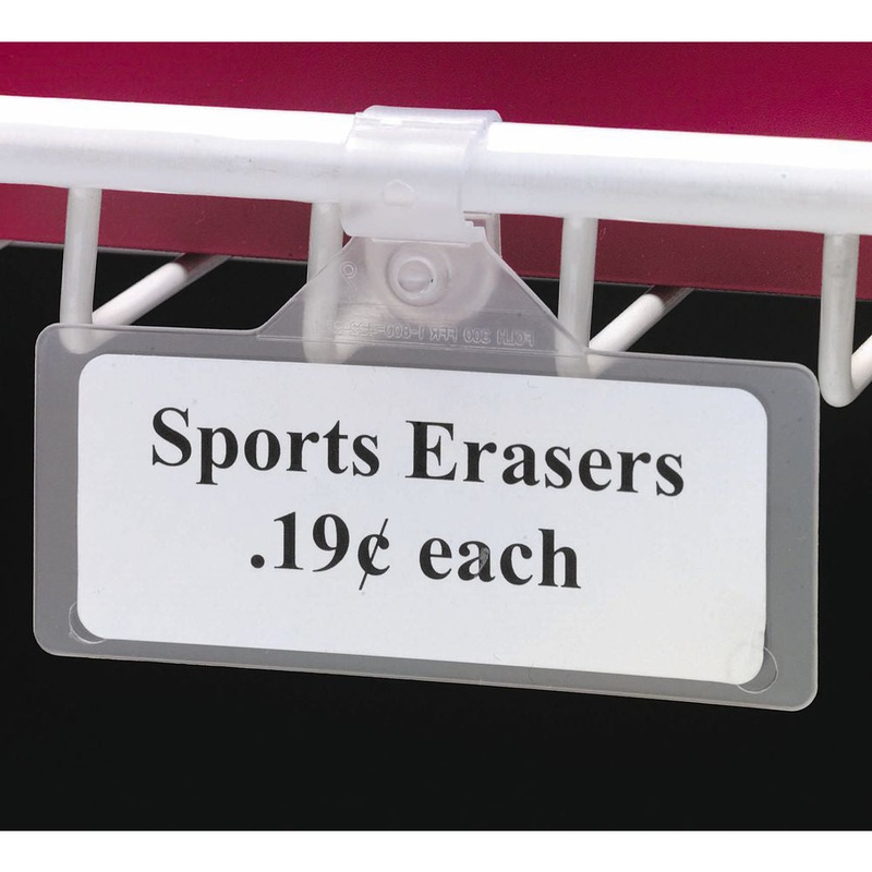 Hubert 98664 Fold-N-Hold Clear Plastic Clip-On Label Holder 3"L