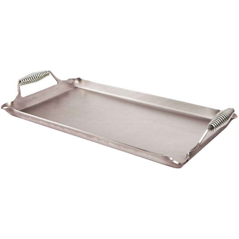 Jayhawk GRCH-2 Rocky Mountain RM1424 Chef King Cool Handle Lift Off Griddle with Pour Spouts 14" x 24" - Covers 2 Burners