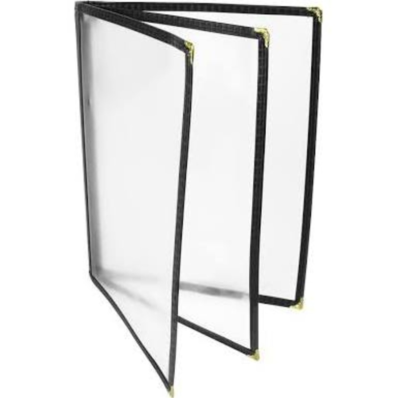 Menu Solutions SE340C-BK Triple Panel 6-View Booklet Menu Cover 8-1/2" x 11" - Black
