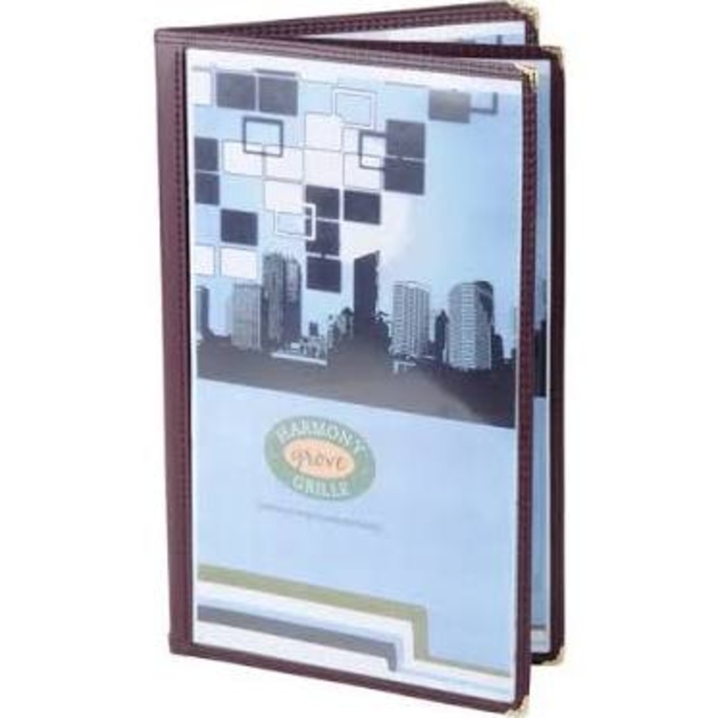 Menu Solutions SE350D-BK Quad Panel 8-View Booklet Menu Cover 8-1/2" x 14" - Black