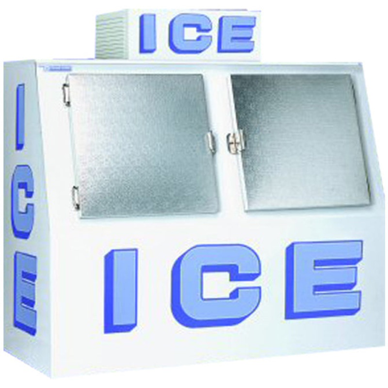 Polar Temp 600AD Slant Front 2 Solid Door Auto Defrost Outdoor Ice Merchandiser 72" - (200) 8-lb. Bag/Capacity - 60 cu. ft.