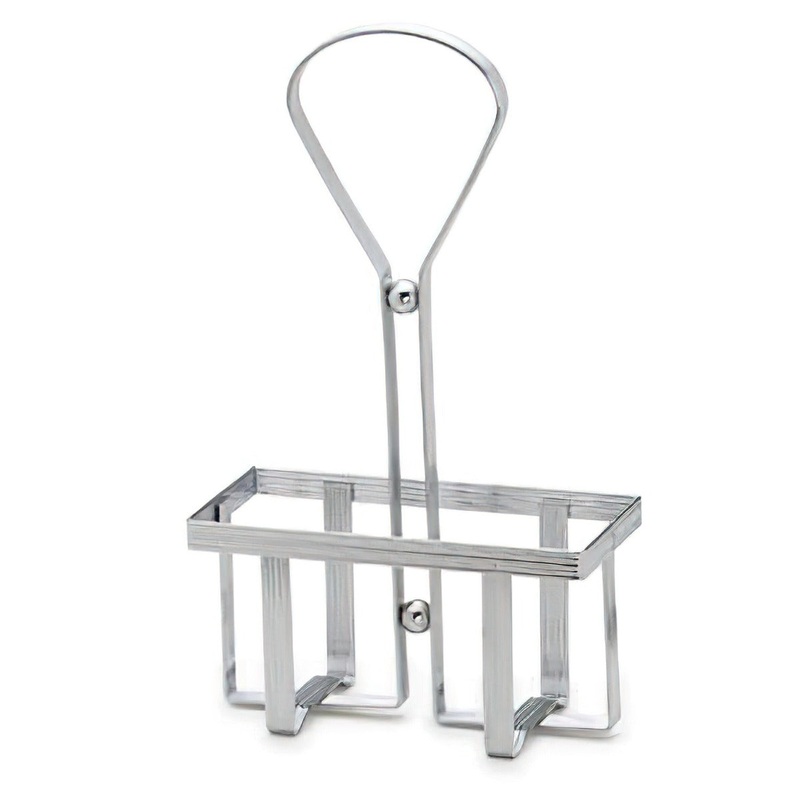 Royal Industries ROY 600 R Metal 2-Compartment Square Oil & Vinegar Cruet Rack 60 oz.