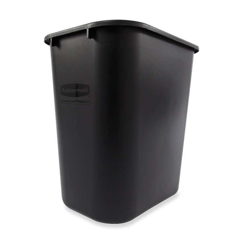 Rubbermaid FG295600BLA Medium Rectangular Wastebasket / Trash Can 28-1/8 Qt. - Black
