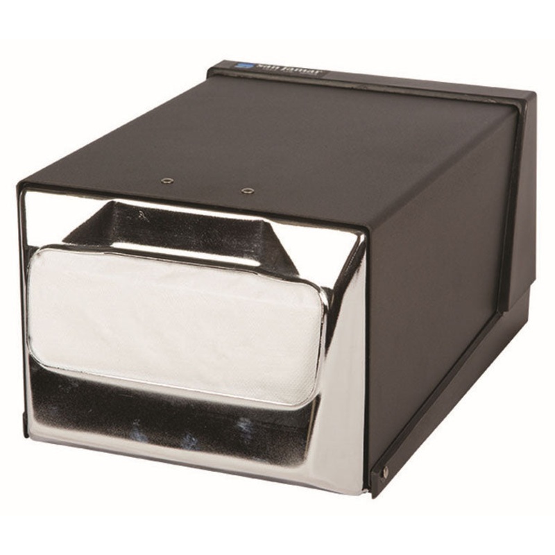 San Jamar H3001BKC Countertop Fullfold Napkin Dispenser with Chrome Face & Black Body - 300 Capacity