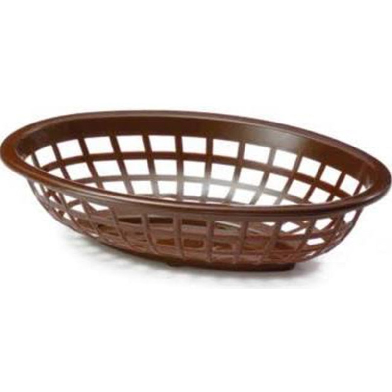TableCraft 1071BR Side Order Plastic Oval Basket 8" x 5-1/4" x 2" - Brown - 12/Case