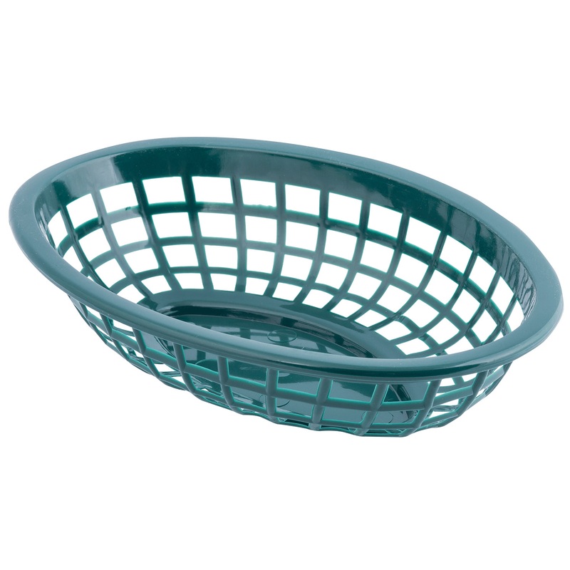 TableCraft 1071FG Side Order Plastic Oval Basket 8" x 5-1/4" x 2" - Forest Green - 12/Case