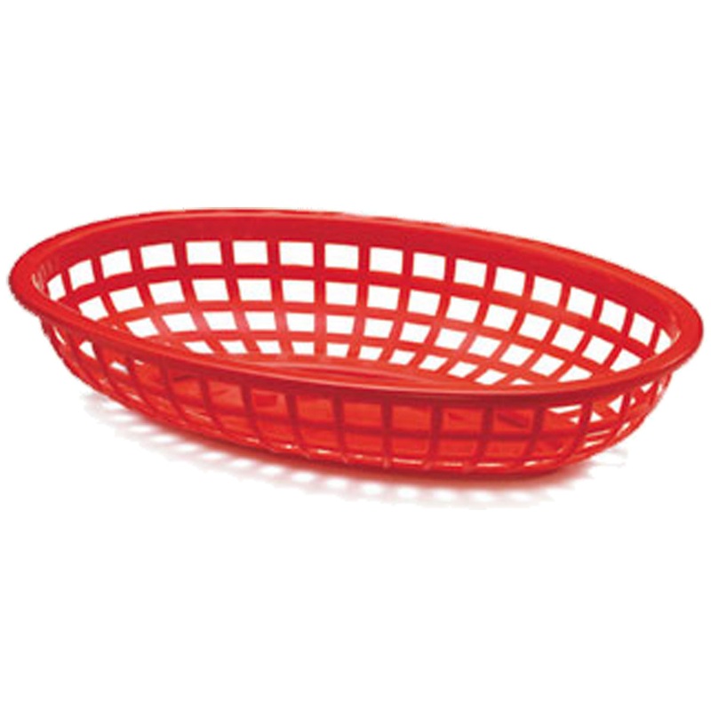 TableCraft 1074R Classic Plastic Oval Basket 9-1/4" x 6" - Red - 12/Case