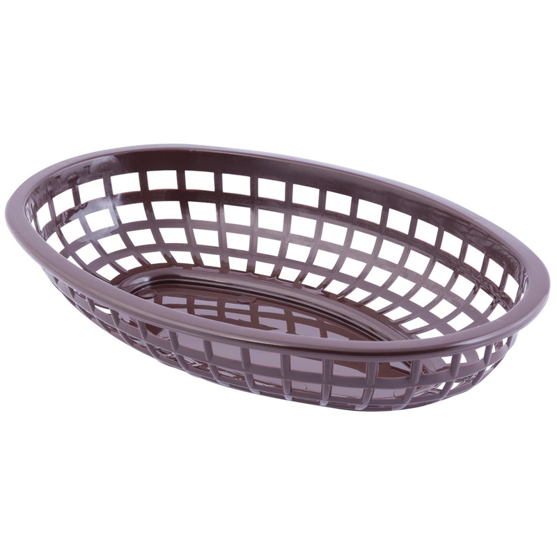 TableCraft C1074BR Classic Plastic Oval Basket 9-1/4" x 6" x 1-3/4" - Brown - 12/Case