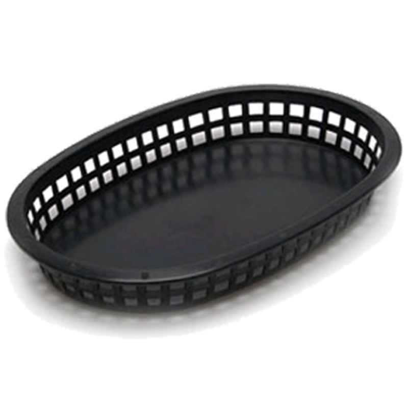 TableCraft C1076BK Chicago Plastic Oval Platter Basket 10-1/2" x 7" x 1-1/2" - Black - 12/Case