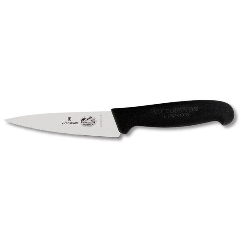 Victorinox 5.2033.12-X1 Serrated Edge Mini Chef's Knife with Black Fibrox Handle 5"