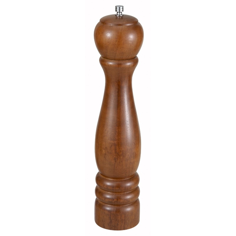 Winco WPM-12 Wooden Pepper Mill 12"H - Russet Brown